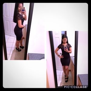 Ambiance black mini dress. Beautiful lace design!